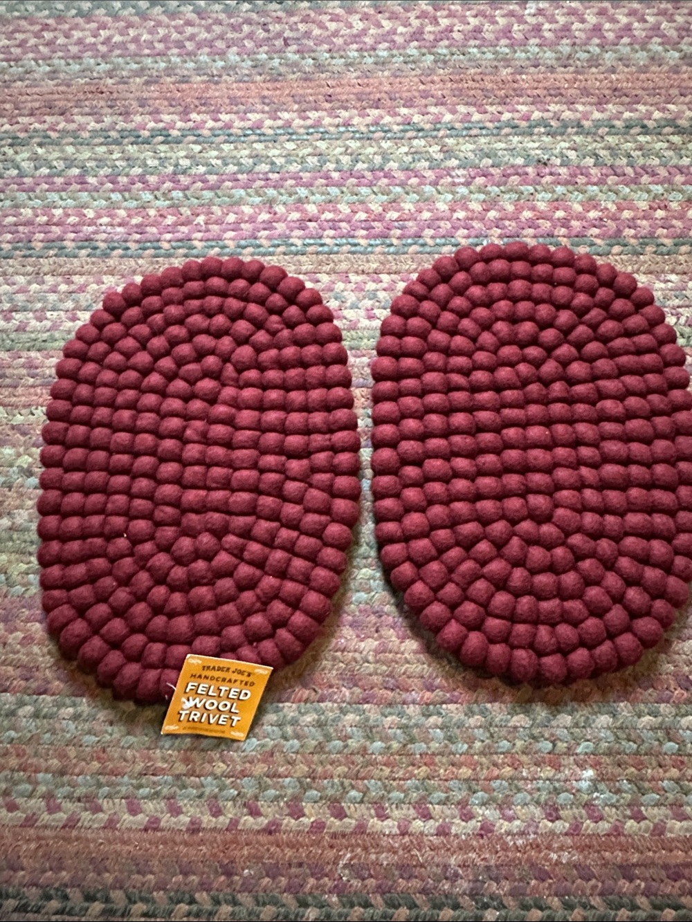 Trader Joe's Felted Wool Trivet Pair - Burgundy